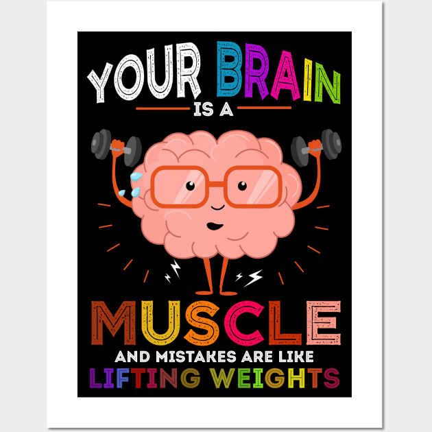 Growth Mindset Teacher Your Brain Is A Muscle Lifting Weight Wall Art by paynegabriel